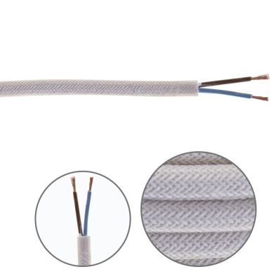 Cable eléctrico cubierto con tela redonda flexible H03VV-F 2x0,75mm2 algodón blanco