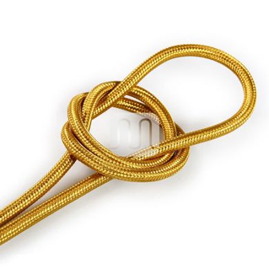 Cable eléctrico cubierto con tela redonda flexible H03VV-F 2x0,75 D.6.2mm dorado TO68