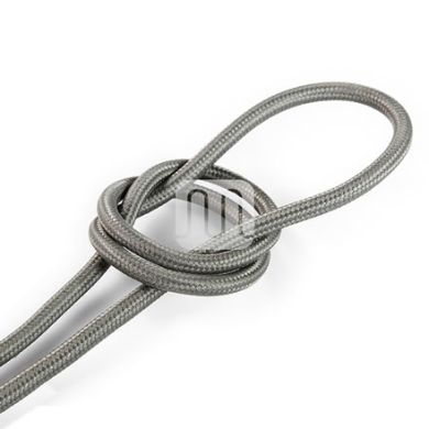 Cable eléctrico cubierto con tela redonda flexible H03VV-F 2x0,75 D.6.2mm gris TO74