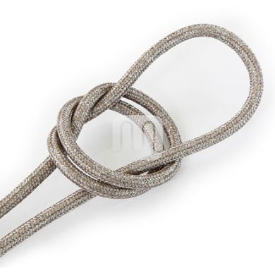 Flexible round fabric covered electrical cable H03VV-F 2x0,75 D.6.2mm lamé sand TO451
