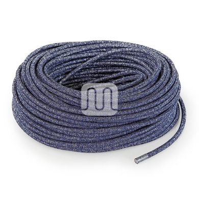 Cabo elétrico redondo flexível revestido a tecido H03VV-F 2x0,75mm2 D.6.2mm, em azul jeans TO459
