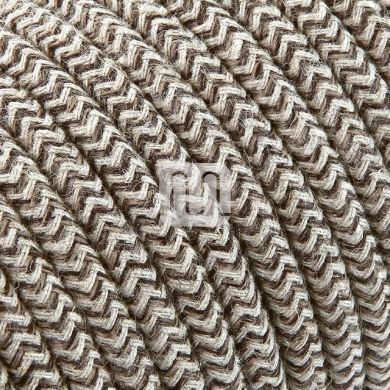 Flexible round fabric covered electrical cable H03VV-F 2x0,75 D.6.8mm sand canvas brown TO447