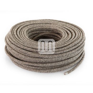 Flexible round fabric covered electrical cable H03VV-F 2x0,75 D.6.8mm sand canvas brown TO447