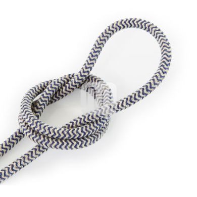 Cable eléctrico cubierto con tela redonda flexible H03VV-F 2x0,75 D.6.8mm azul jeans/arena TO449