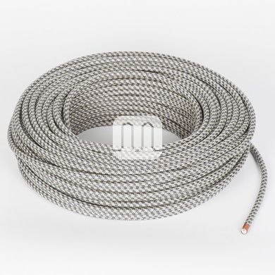 Cable eléctrico cubierto con tela redonda flexible H03VV-F 2x0,75 D.6.8mm grafito/arena TO553