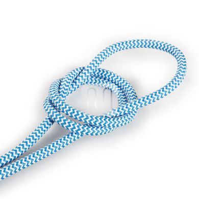 Flexible round fabric covered electrical cable H03VV-F 3x0,75 D.6.4mm white turquoise TO109