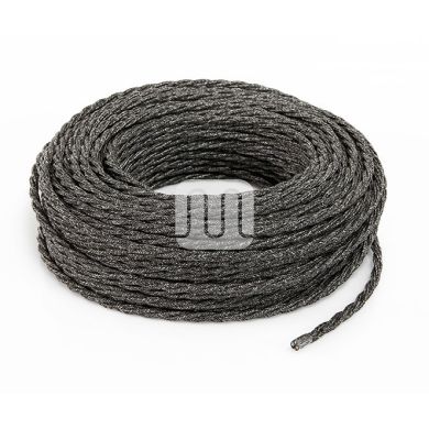 Twisted fabric covered electrical cable H05V2-K FRRTX 2x0,75 D.6.3mm canvas dark grey TR403