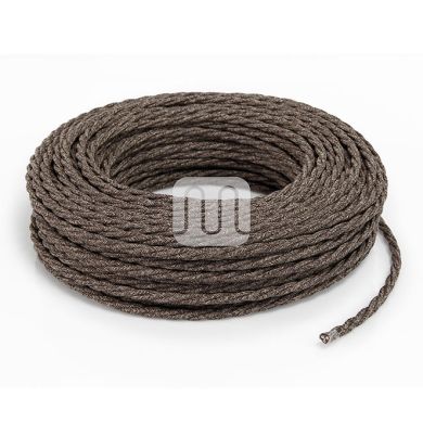 Twisted fabric covered electrical cable H05V2-K FRRTX 2x0,75 D.6.3mm canvas brown TR404