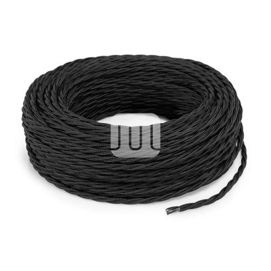Cabo elétrico torcido revestido a tecido H05V2-K FRRTX 3x0,75mm2 D.6.4mm, em preto TR12