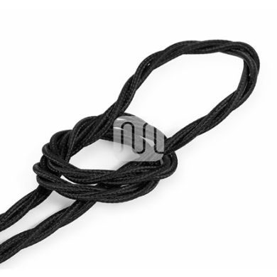 Cabo elétrico torcido revestido a tecido H05V2-K FRRTX 3x0,75mm2 D.6.4mm, em preto TR12