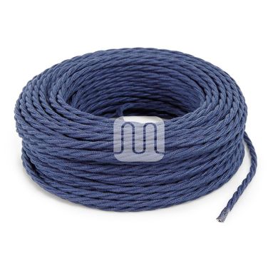 Cabo elétrico torcido revestido a tecido H05V2-K FRRTX 3x0,75mm2 D.7.0mm, em azul jeans TR410