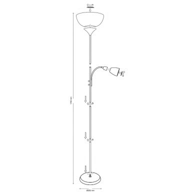 Floor Lamp TORINO with reading arm 1xE27 + 1xE14 H.179xD.25cm White