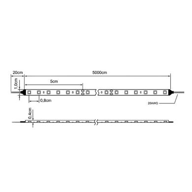 Tira LED 24Vdc 9,6W/m 120LED/m 4000K IP67 50m/rolo