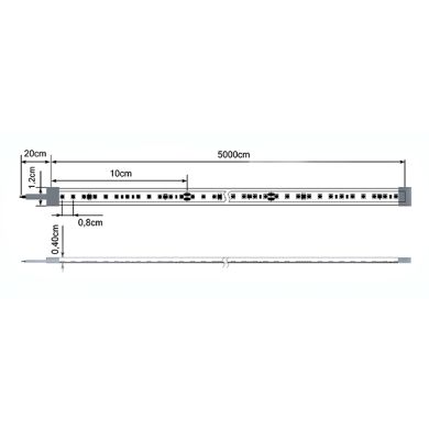 Fita LED COB 230Vdc 20W/m 480LED/m CCT (3cores) IP68 silicone transparente 1m (múltiplos de 5m)