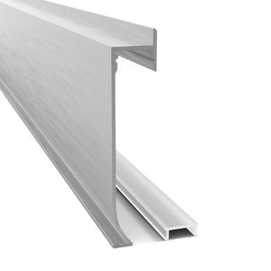 Recessed profile/baseboard, 70x14.4mm, with LED strip lighting, in white with opal diffuser
