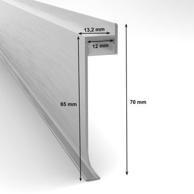 Recessed profile/baseboard, 70x14.4mm, with LED strip lighting, in white with opal diffuser