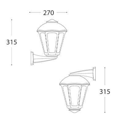 Aplique GIAMPY 1xE27 IP55 C.21xL.27xAlt.31,5cm resina branca