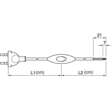 Extensão eléctrica 2,0m fio 2x0,75mm² transparente, ficha EU 2P e interruptor de mão transparentes