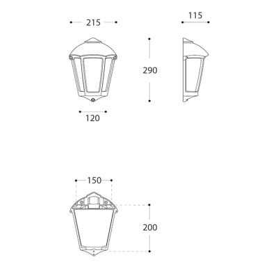 Wall Lamp FABIO 1xE27 IP55 L.21,5xW.11,5xH.29cm grey resin
