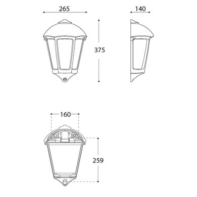 Wall Lamp GIULIO 1xE27 IP55 L.26,5xW.14xH.37,5cm grey resin