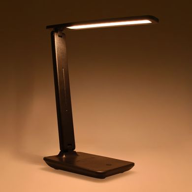 Flexo serie MOBIL 5W LED 3000-4000-6500K, con base de carga para movil en negro.