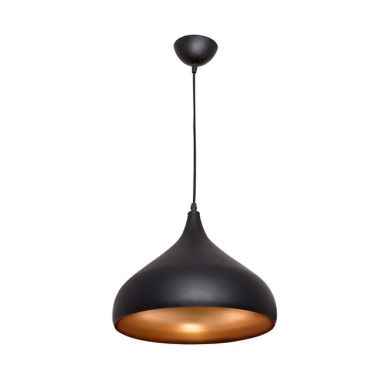 Pendant Light BONN 1xE27 H.Reg.xD.30cm Black/Gold