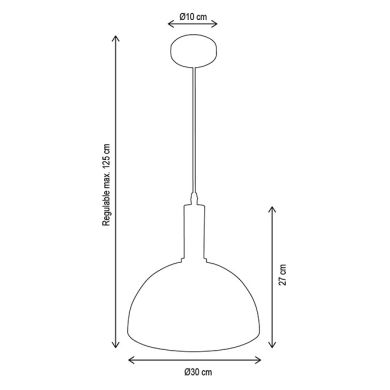 Suspensão HAGEN D.30cm 1xE27 em metal preto
