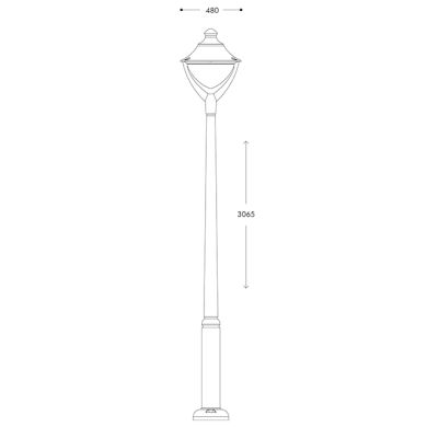 Pilar EKTOR2500 1xE27 50W 3000K IP55 Alt.306,5xD.48cm resina preta