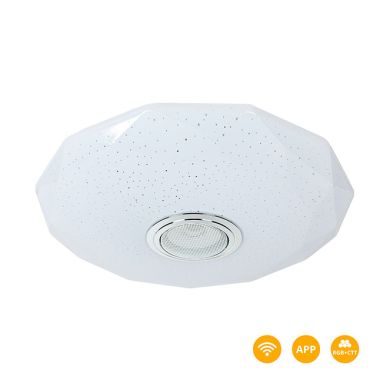 Plafond TRITON D.33cm 18W LED dimmable, RGB and 3000-4000-6000K, APP and speaker white