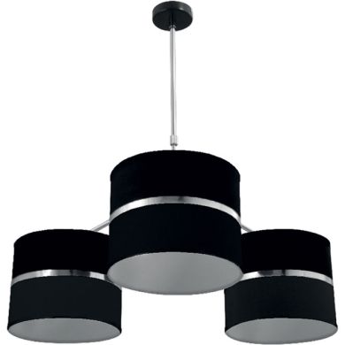 Candeeiro de tecto OLGA 3xE27 Alt.Reg.xD.85cm preto/cromado