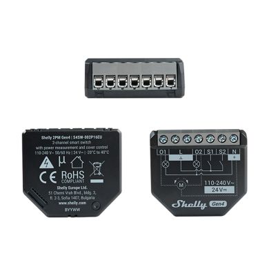 Shelly 2PM Gen4 — Relé 2 canais 16A c/Medição de Consumo,  Controlo Estores, Wi-Fi +Zigbee +Matter