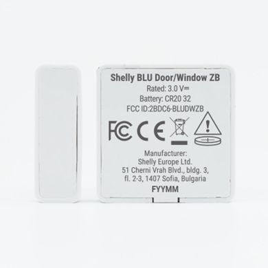 Shelly BLU Door/Window ZB Branco — Sensor de abertura porta/janela, Bluetooth + Zigbee