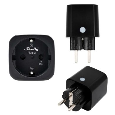 Shelly Plug M Gen3 Preto 4 unid. — Tomada Inteligente Wi-Fi 16A 2500W com Medição