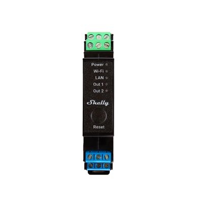 Shelly Pro 2PM — Relé 2 canais p/calha DIN 2×16A com Medição de consumo