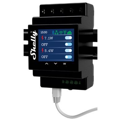 Shelly Pro 4PM — Relé 4 Canais para Calha DIN, 4x16A com Medição Consumo
