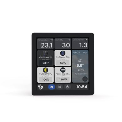 Shelly Wall Display X1i Preto — Painel de controlo táctil 4" com relé integrado, Wi-Fi 6 + Bluetooth