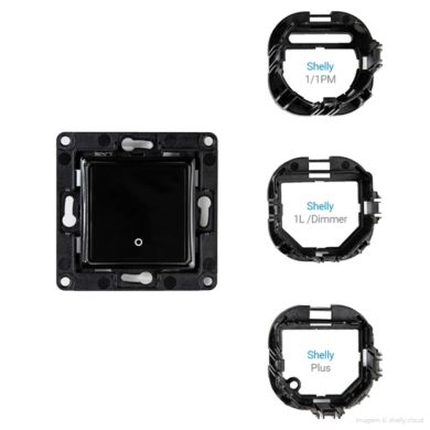 Shelly Wall Switch 1 Botão Preto — Corpo de Interruptor para Módulos Shelly Gen3