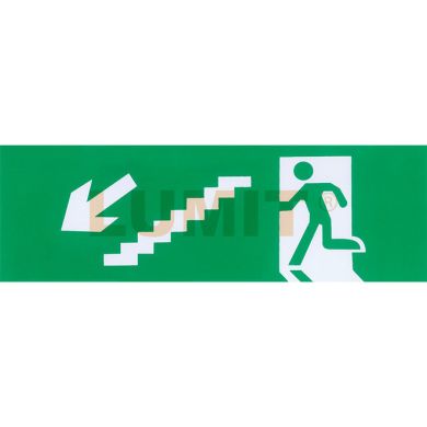 Self-adhesive sign with safety pictogram stairs arrow/ down/ left 65*200mm