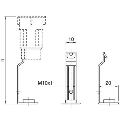 Soporte de montaje para portalámparas casquillo E14 vela de 1 pieza, Alt.105mm, metal cincado blanco
