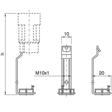 Snap-in bracket 1-piece E14 candle lampholder white zinc-plated metal H.85 mm