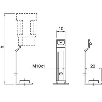Snap-in bracket 1-piece E14 candle lampholder white zinc-plated metal H.90 mm