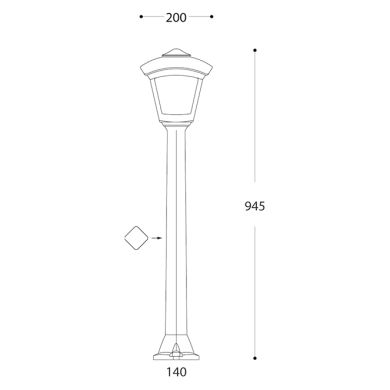 Pillar ROBY 1xE27 8,5W CCT (3colors) switch IP55 L.20xW.20xH.94,5cm white resin