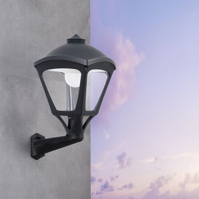 Aplique SERGIO 1xE27 30W botão CCT (2cores) IP55 C.33xL.39xAlt.58,5cm resina preta