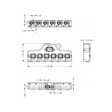 DC splitter connectors for parallel connection, 6 outputs 0-42Vdc 1.5A/output