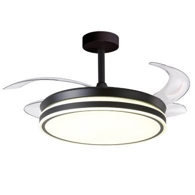 Ceiling fan DC RODAS black, 4 retractable blades, 72W LED 3000|4000|6000K, H.30/40xD.108/50cm