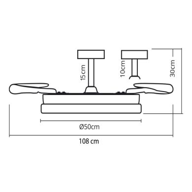 Ceiling fan DC APOLO white, 3 retractable blades, 72W LED 3000|4000|6000K, H.30/35xD.108/50cm