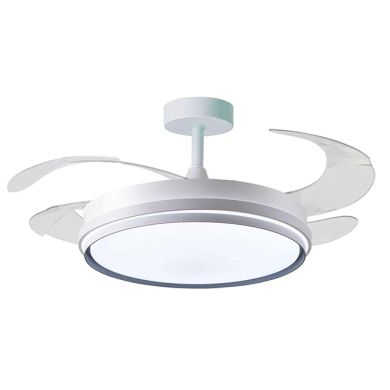 Ceiling fan DC KIOTO silver, 4 retractable blades, 72W LED 3000|4000|6000K, H.30/35xD.108/50cm