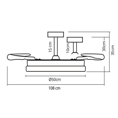 Ceiling fan DC KIOTO silver, 4 retractable blades, 72W LED 3000|4000|6000K, H.30/35xD.108/50cm
