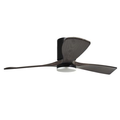 Ventoinha de tecto CÉFIRO ON preto/carvalho, 3 palas, 40W LED 3000|4000|6500K, Alt.18xD.130cm
