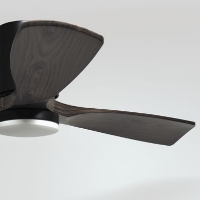 Ventoinha de tecto CÉFIRO ON preto/carvalho, 3 palas, 40W LED 3000|4000|6500K, Alt.18xD.130cm